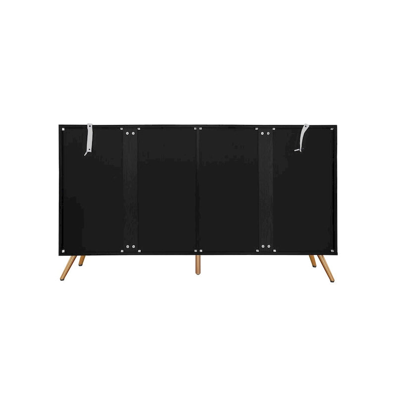 Buffet à 4 portes avec sculptures 3D en arc, meuble buffet avec rangement, meuble bar moderne avec étagère réglable